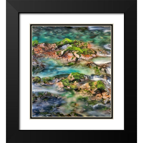 Mossy Rocks Black Modern Wood Framed Art Print with Double Matting by Frates, Dennis