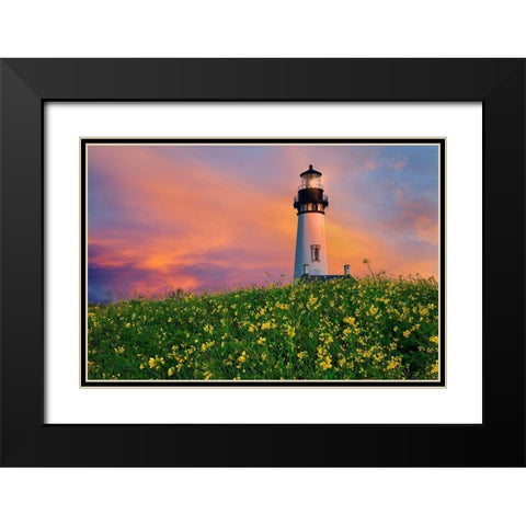 Lighthouse Black Modern Wood Framed Art Print with Double Matting by Frates, Dennis