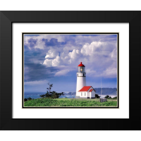 Red Roof Lighthouse Black Modern Wood Framed Art Print with Double Matting by Frates, Dennis