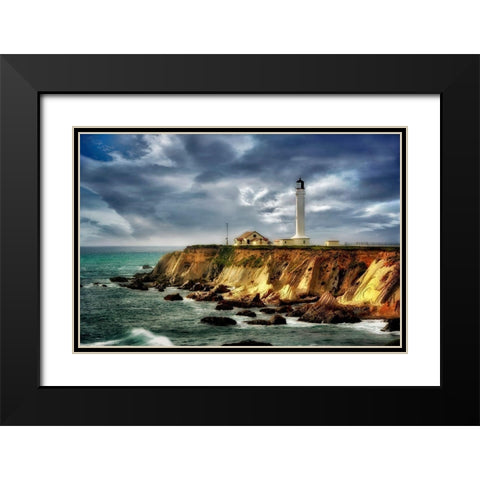 Coastline Lighthouse Black Modern Wood Framed Art Print with Double Matting by Frates, Dennis