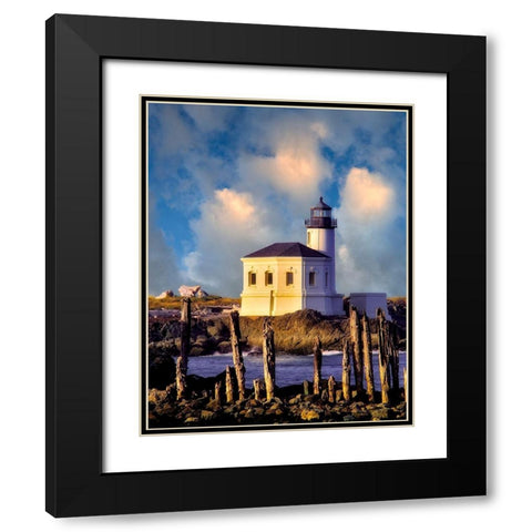 Classic Lighthouse Black Modern Wood Framed Art Print with Double Matting by Frates, Dennis