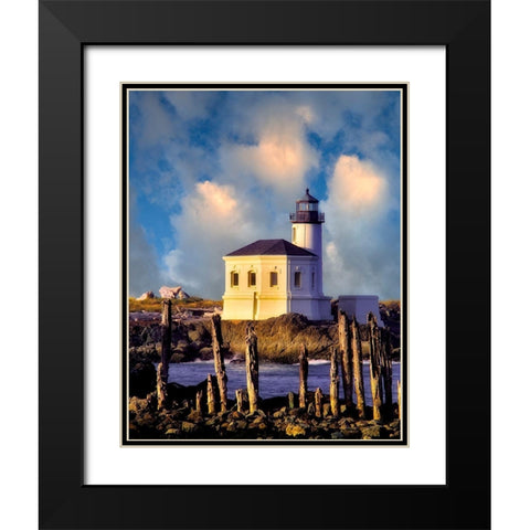 Classic Lighthouse Black Modern Wood Framed Art Print with Double Matting by Frates, Dennis