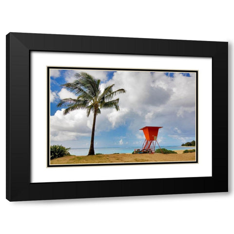 Lifeguard Tower Black Modern Wood Framed Art Print with Double Matting by Frates, Dennis