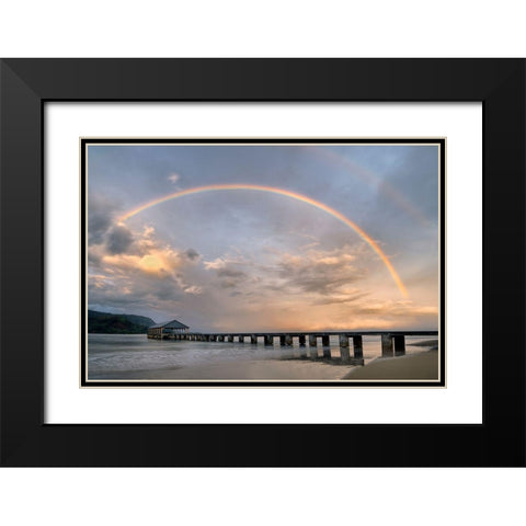 Rainbow Pier Black Modern Wood Framed Art Print with Double Matting by Frates, Dennis