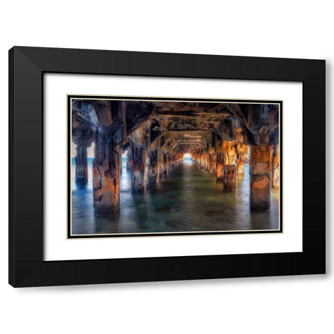 Pier Under Here Black Modern Wood Framed Art Print with Double Matting by Frates, Dennis