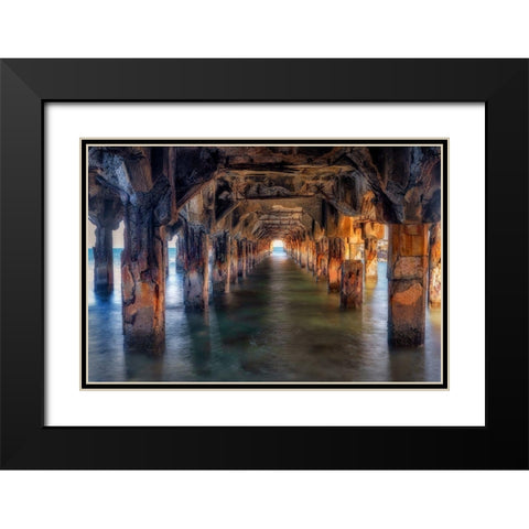 Pier Under Here Black Modern Wood Framed Art Print with Double Matting by Frates, Dennis