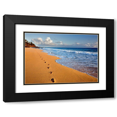 Footprints Black Modern Wood Framed Art Print with Double Matting by Frates, Dennis
