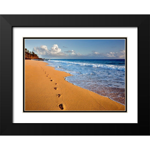Footprints Black Modern Wood Framed Art Print with Double Matting by Frates, Dennis