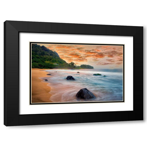 Peachy Keen Black Modern Wood Framed Art Print with Double Matting by Frates, Dennis