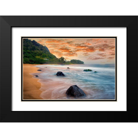 Peachy Keen Black Modern Wood Framed Art Print with Double Matting by Frates, Dennis