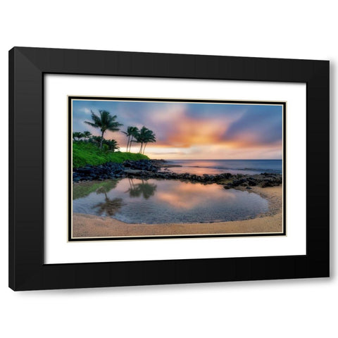 Sunset Cove II Black Modern Wood Framed Art Print with Double Matting by Frates, Dennis