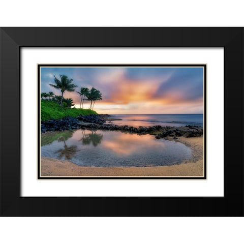 Sunset Cove II Black Modern Wood Framed Art Print with Double Matting by Frates, Dennis