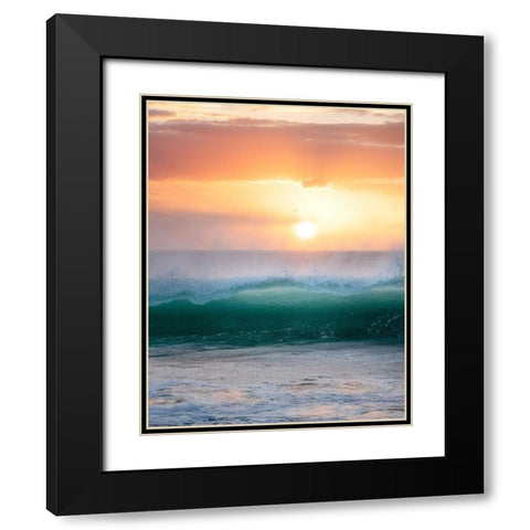 Peachy Green Black Modern Wood Framed Art Print with Double Matting by Frates, Dennis