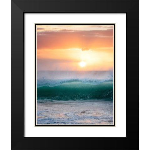 Peachy Green Black Modern Wood Framed Art Print with Double Matting by Frates, Dennis