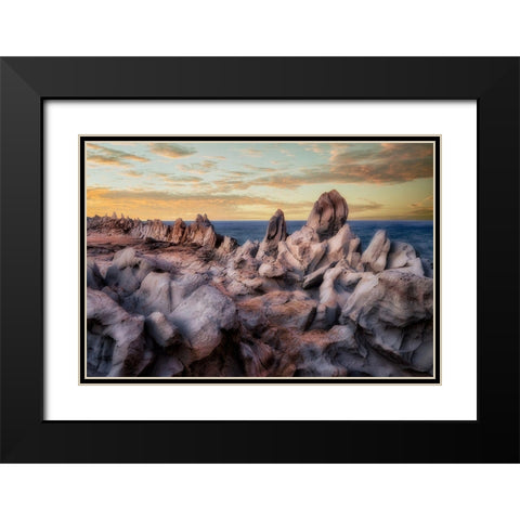 Rocks Black Modern Wood Framed Art Print with Double Matting by Frates, Dennis