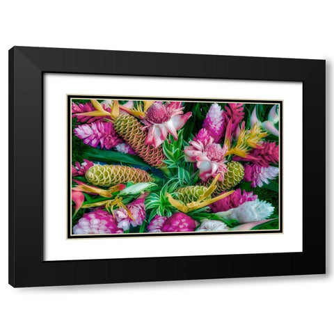 Tropical Floral Black Modern Wood Framed Art Print with Double Matting by Frates, Dennis
