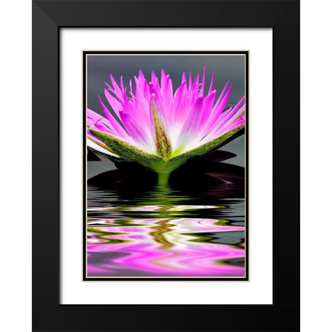 Purple Reflection Black Modern Wood Framed Art Print with Double Matting by Frates, Dennis