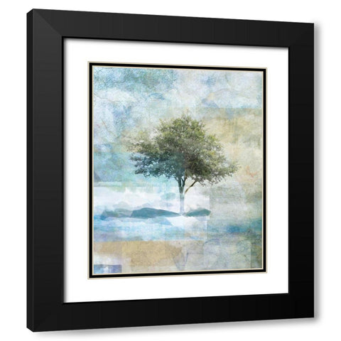 Tree Abstract II Black Modern Wood Framed Art Print with Double Matting by JMB Designs