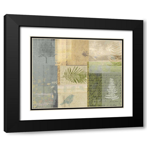 Botanical Collage II Black Modern Wood Framed Art Print with Double Matting by JMB Designs