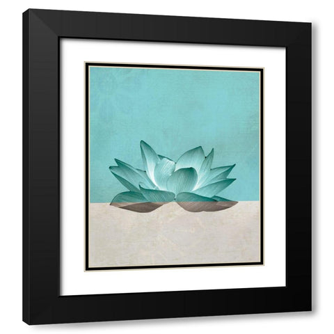 Lotus Black Modern Wood Framed Art Print with Double Matting by JMB Designs