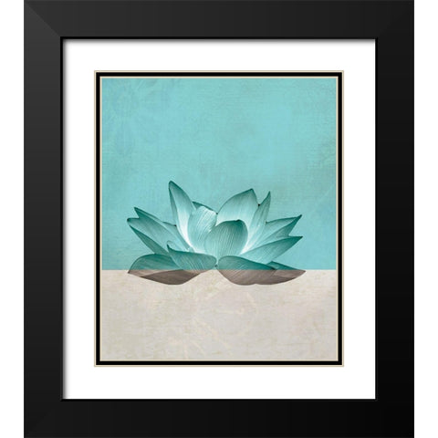 Lotus Black Modern Wood Framed Art Print with Double Matting by JMB Designs