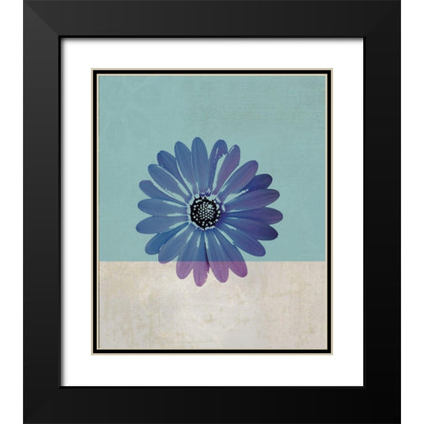 Blue Flower Black Modern Wood Framed Art Print with Double Matting by JMB Designs