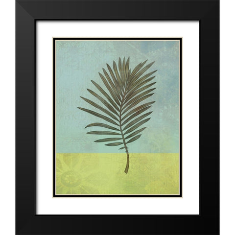 Palm Leaf Black Modern Wood Framed Art Print with Double Matting by JMB Designs