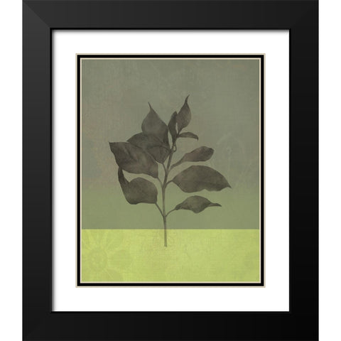 Green Leaves Black Modern Wood Framed Art Print with Double Matting by JMB Designs