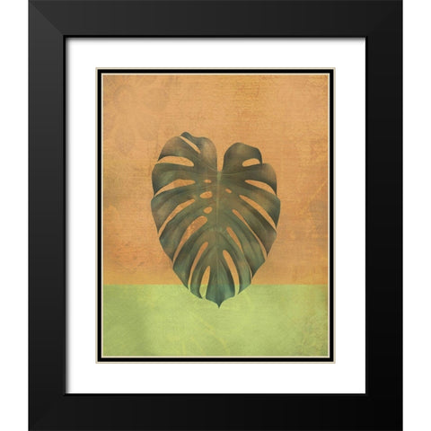 Orange Leaf Black Modern Wood Framed Art Print with Double Matting by JMB Designs