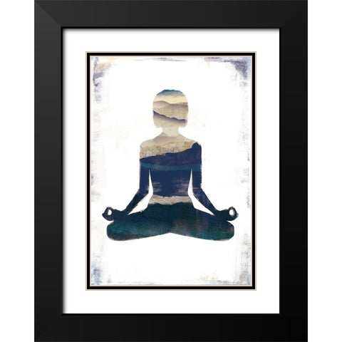 Meditate Black Modern Wood Framed Art Print with Double Matting by JMB Designs