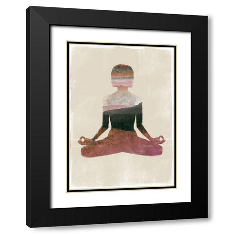 Meditate Black Modern Wood Framed Art Print with Double Matting by JMB Designs