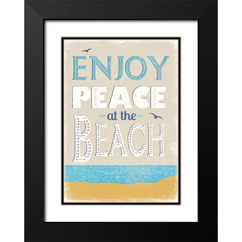 Peace at the Beach Black Modern Wood Framed Art Print with Double Matting by JMB Designs