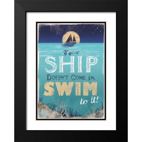 Swim to Your Ship Black Modern Wood Framed Art Print with Double Matting by JMB Designs