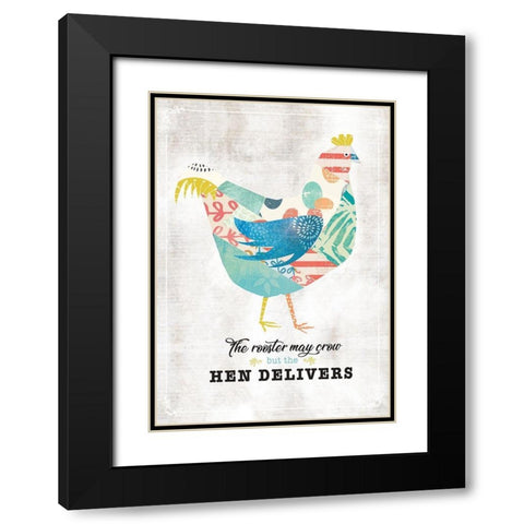 Hen Delivers Black Modern Wood Framed Art Print with Double Matting by JMB Designs
