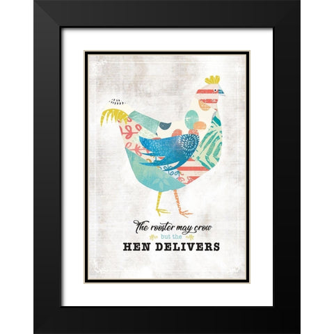Hen Delivers Black Modern Wood Framed Art Print with Double Matting by JMB Designs