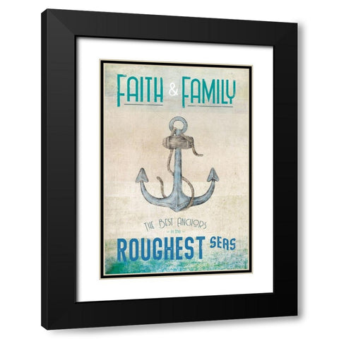 Faith and Family Black Modern Wood Framed Art Print with Double Matting by JMB Designs