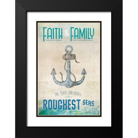Faith and Family Black Modern Wood Framed Art Print with Double Matting by JMB Designs