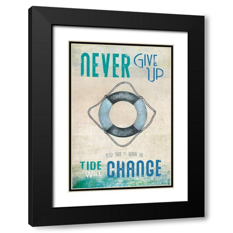 Never Give Up Black Modern Wood Framed Art Print with Double Matting by JMB Designs