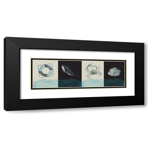 Nautical Pattern Black Modern Wood Framed Art Print with Double Matting by JMB Designs