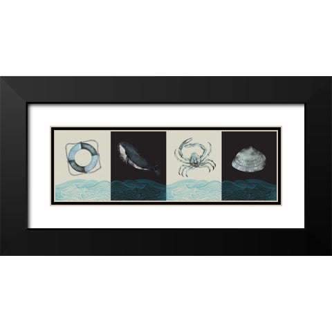 Nautical Pattern Black Modern Wood Framed Art Print with Double Matting by JMB Designs