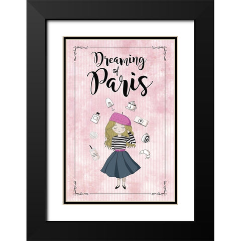 Dreaming of Paris Black Modern Wood Framed Art Print with Double Matting by JMB Designs