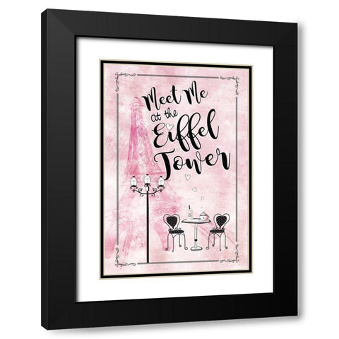 Meet Me at the Eiffel Tower Black Modern Wood Framed Art Print with Double Matting by JMB Designs