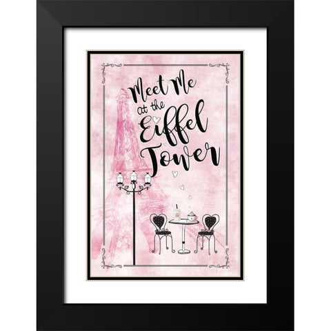 Meet Me at the Eiffel Tower Black Modern Wood Framed Art Print with Double Matting by JMB Designs