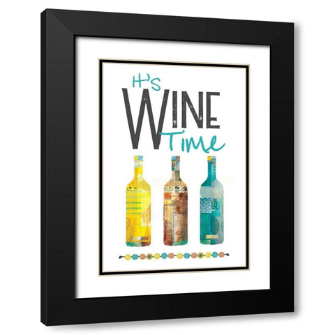 Its Wine Time Black Modern Wood Framed Art Print with Double Matting by JMB Designs