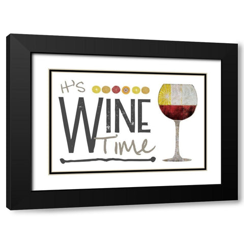 Its Wine Time - Red Black Modern Wood Framed Art Print with Double Matting by JMB Designs