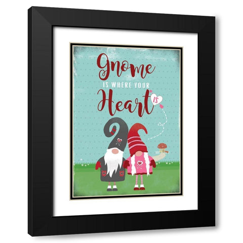 Gnome is Where Your Heart Is Black Modern Wood Framed Art Print with Double Matting by JMB Designs