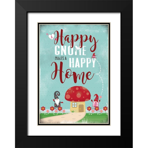 Happy Gnome Black Modern Wood Framed Art Print with Double Matting by JMB Designs