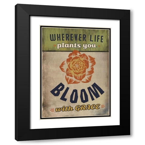 Bloom with Grace Black Modern Wood Framed Art Print with Double Matting by JMB Designs