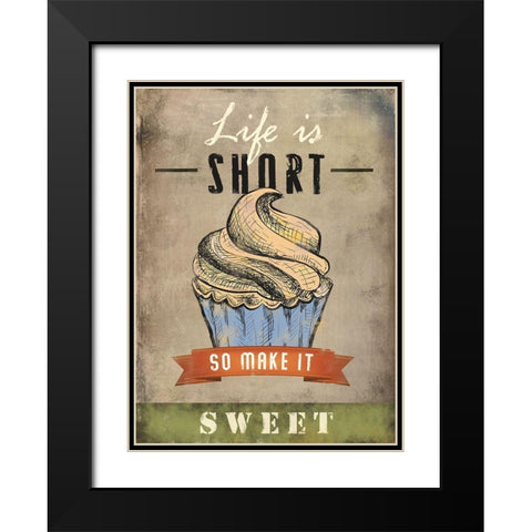 Life is Short Black Modern Wood Framed Art Print with Double Matting by JMB Designs