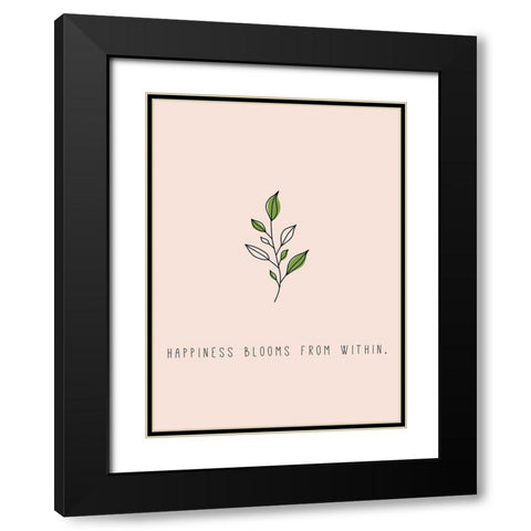 Happiness Blooms Black Modern Wood Framed Art Print with Double Matting by JMB Designs